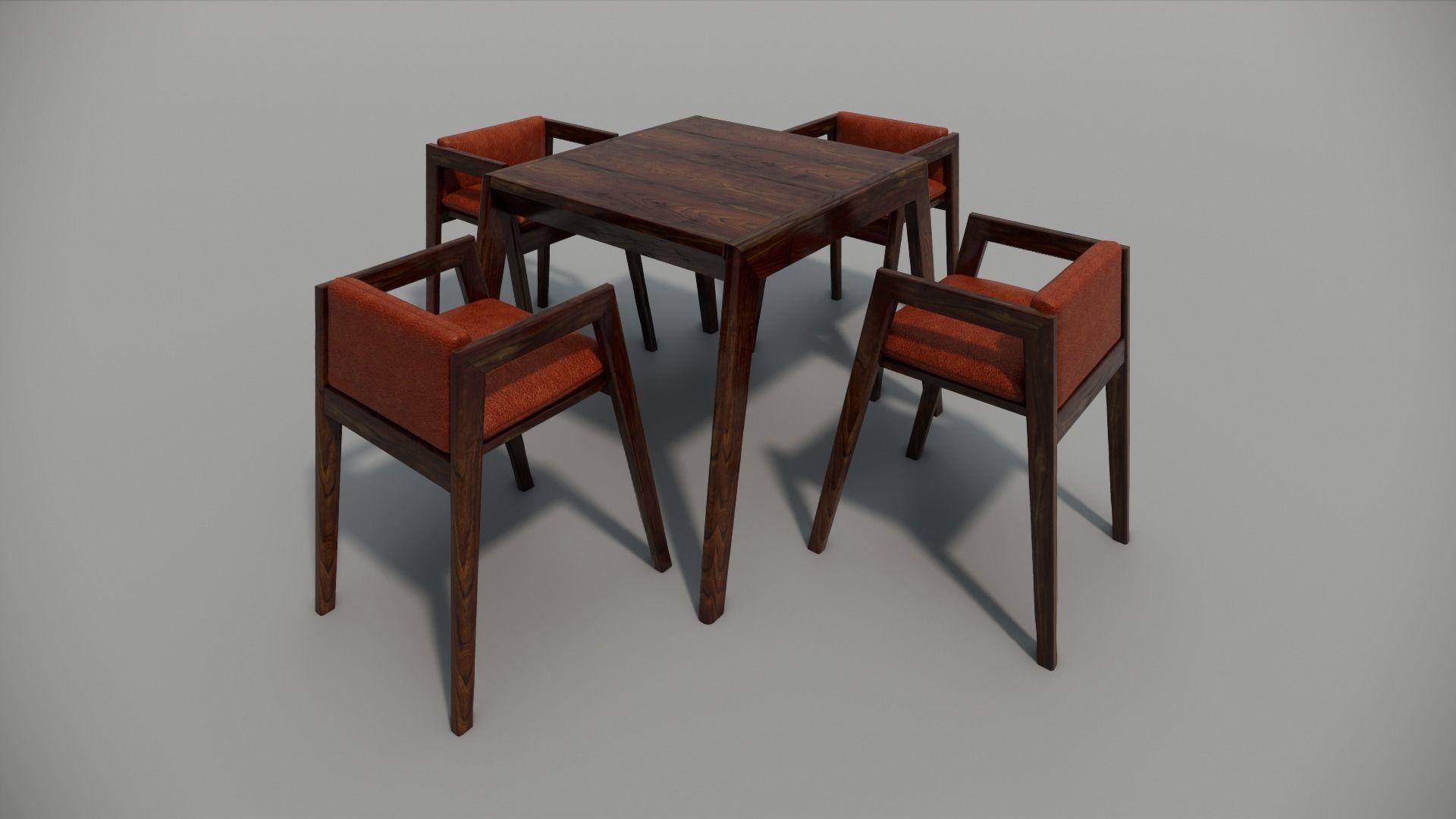 Table and chair Family for Revit three sizes wood 3d model 3D model_1