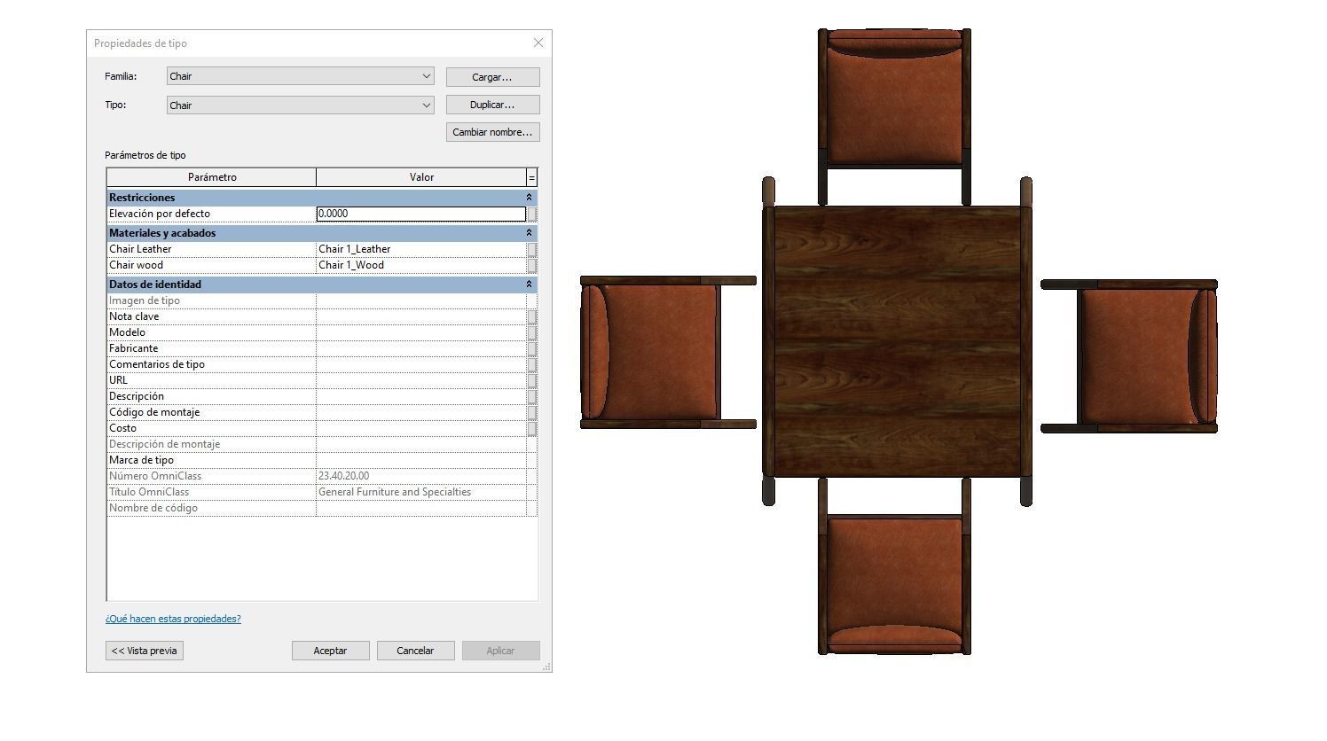 Table and chair Family for Revit three sizes wood 3d model 3D model_19