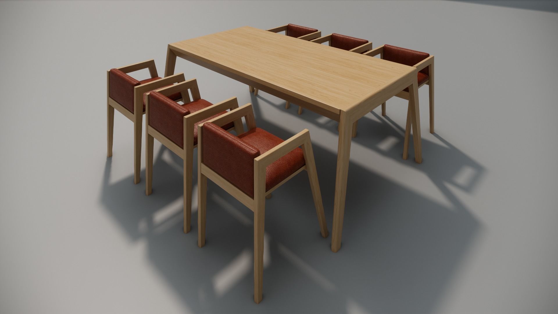 Table and chair Family for Revit three sizes wood 3d model 3D model_5