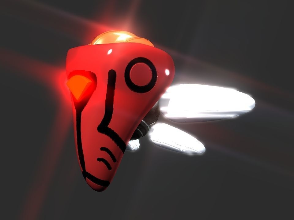 Red Return Spaceship  Low-poly 3D model_34