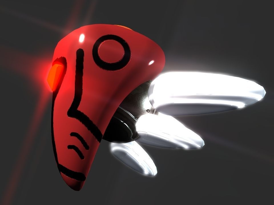 Red Return Spaceship  Low-poly 3D model_27