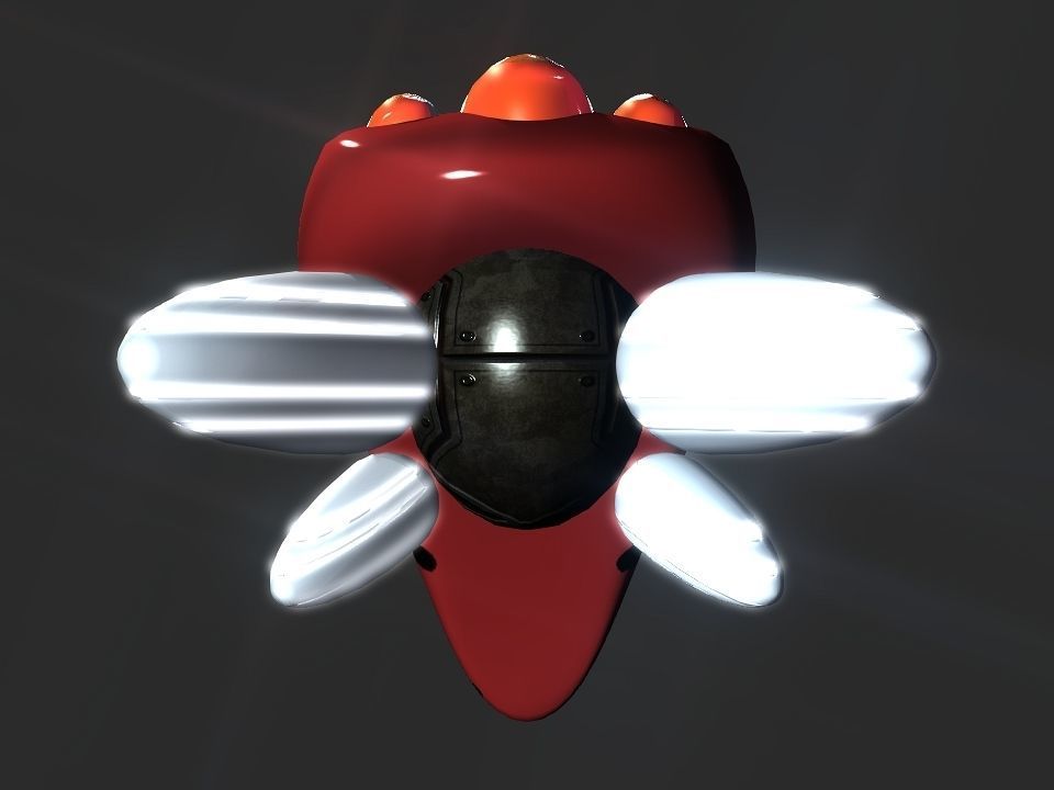 Red Return Spaceship  Low-poly 3D model_3
