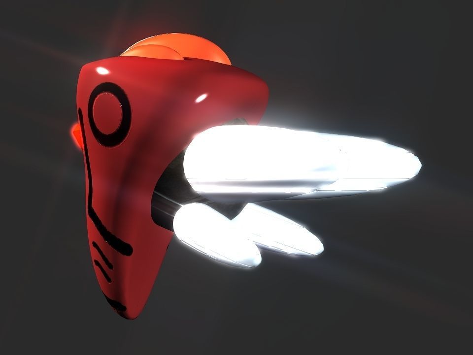 Red Return Spaceship  Low-poly 3D model_38