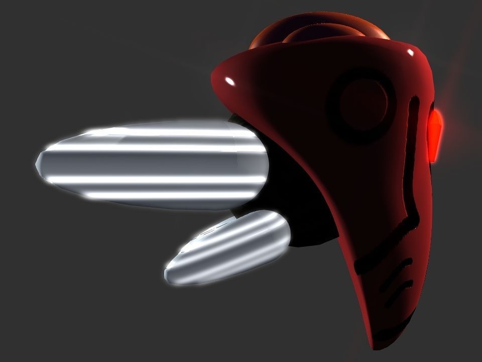 Red Return Spaceship  Low-poly 3D model_9