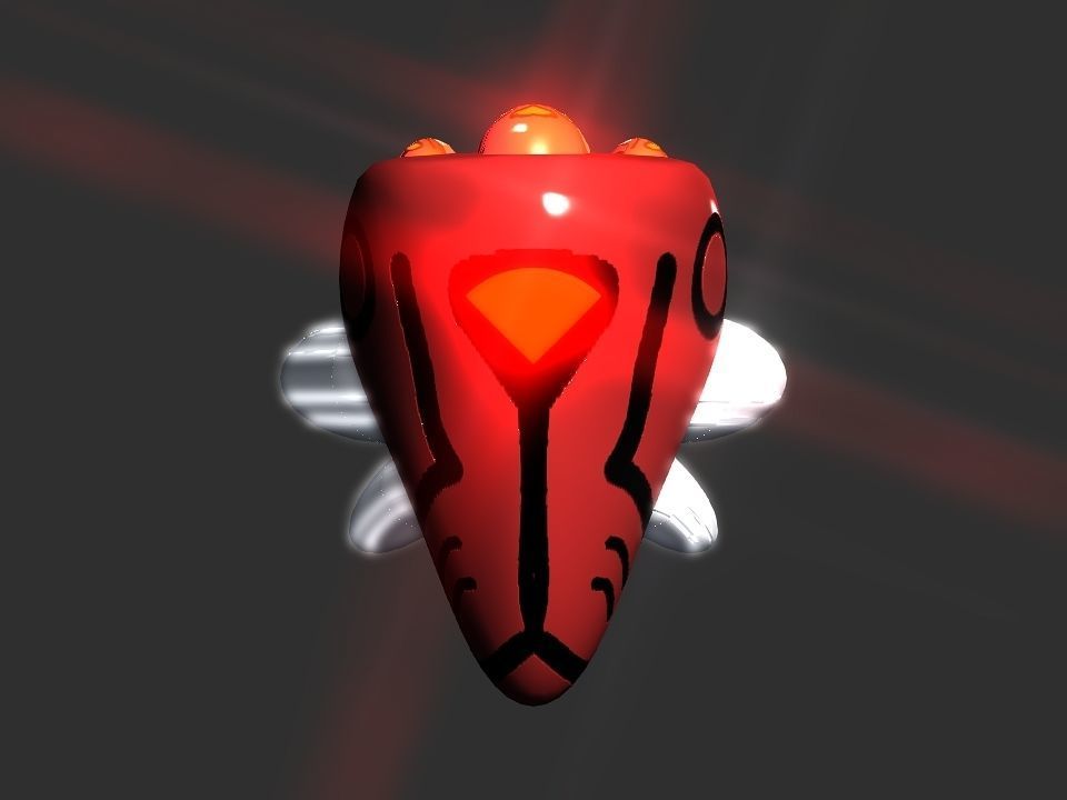 Red Return Spaceship  Low-poly 3D model_1