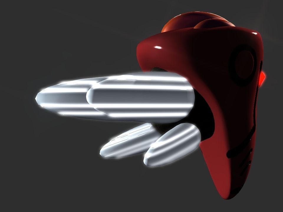 Red Return Spaceship  Low-poly 3D model_7