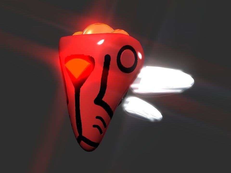 Red Return Spaceship  Low-poly 3D model_23