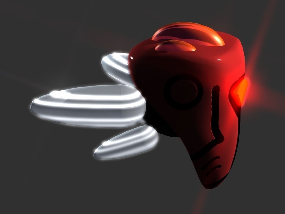 Red Return Spaceship  Low-poly 3D model_24