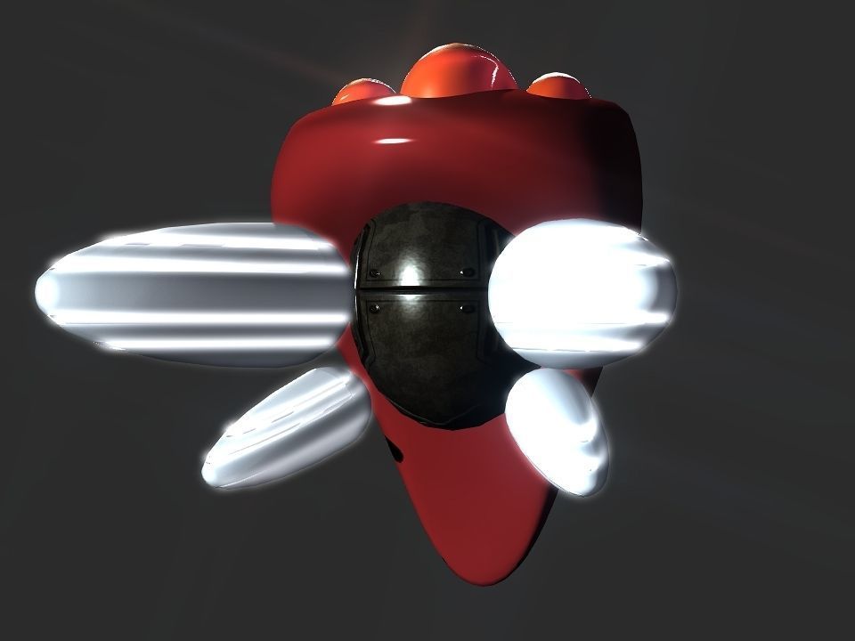 Red Return Spaceship  Low-poly 3D model_4