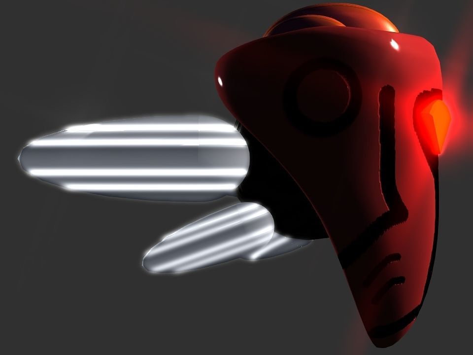 Red Return Spaceship  Low-poly 3D model_10