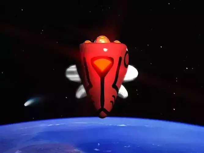 Red Return Spaceship  Low-poly 3D model