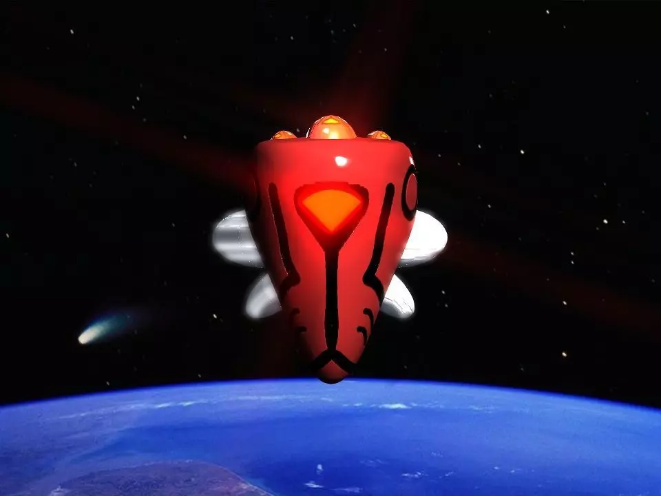 Red Return Spaceship  Low-poly 3D model_0