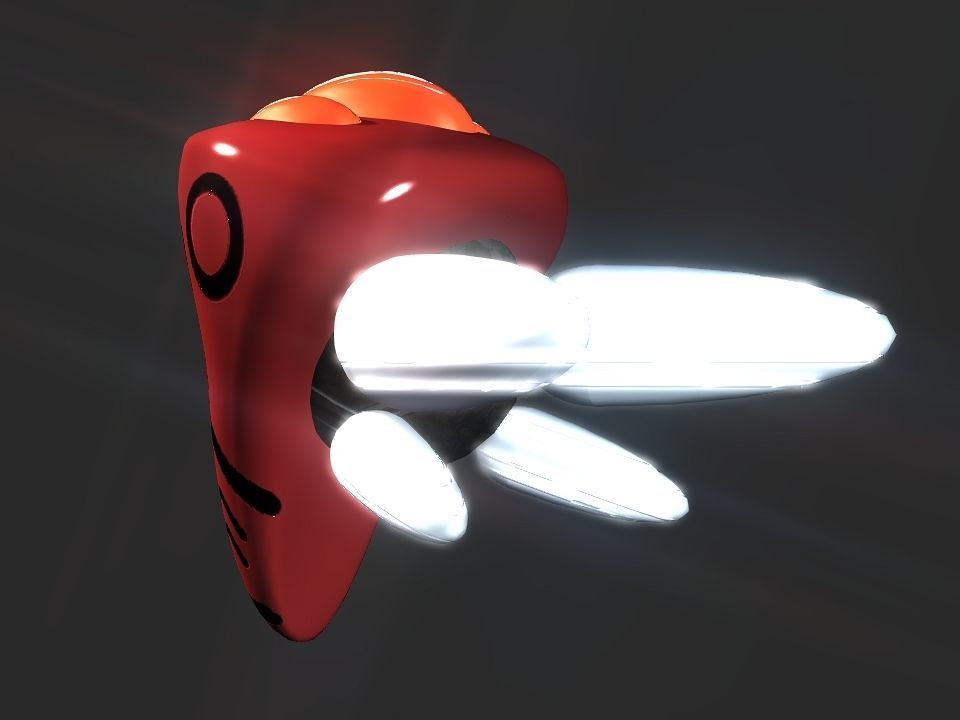 Red Return Spaceship  Low-poly 3D model_39