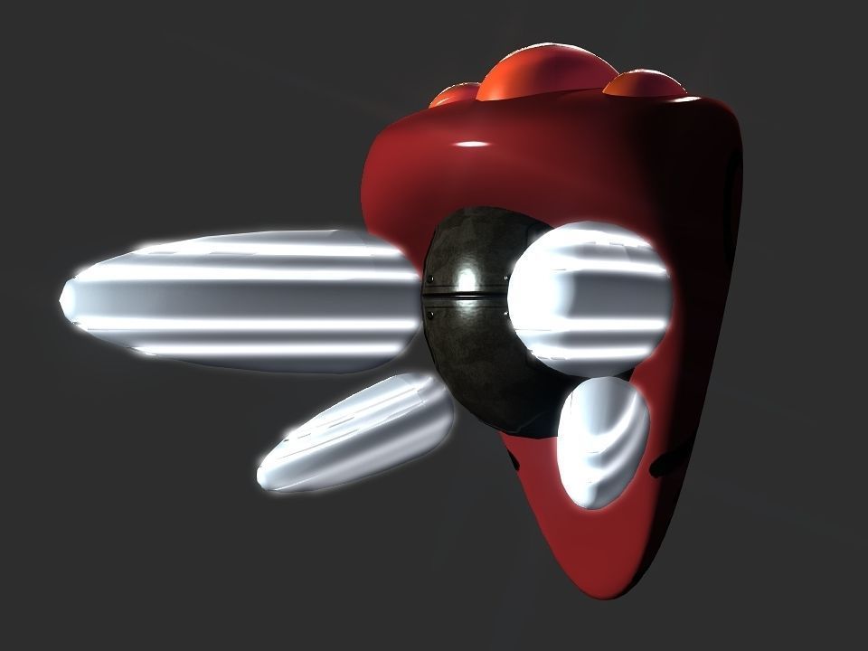 Red Return Spaceship  Low-poly 3D model_5