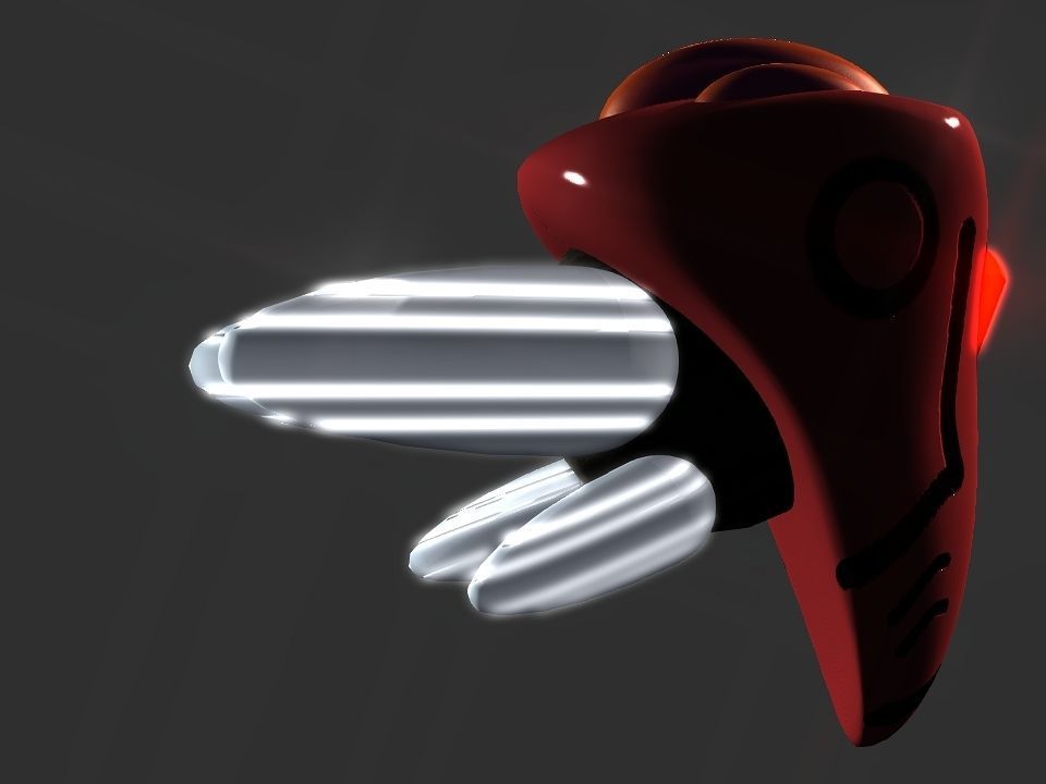Red Return Spaceship  Low-poly 3D model_8