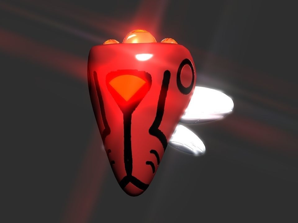 Red Return Spaceship  Low-poly 3D model_12