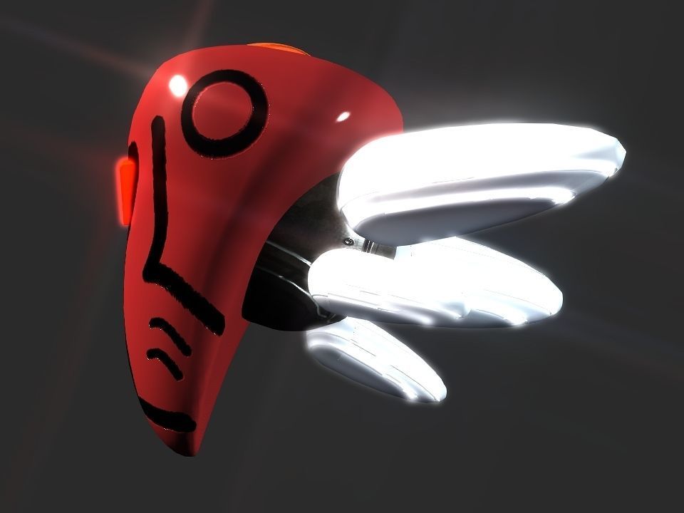 Red Return Spaceship  Low-poly 3D model_28