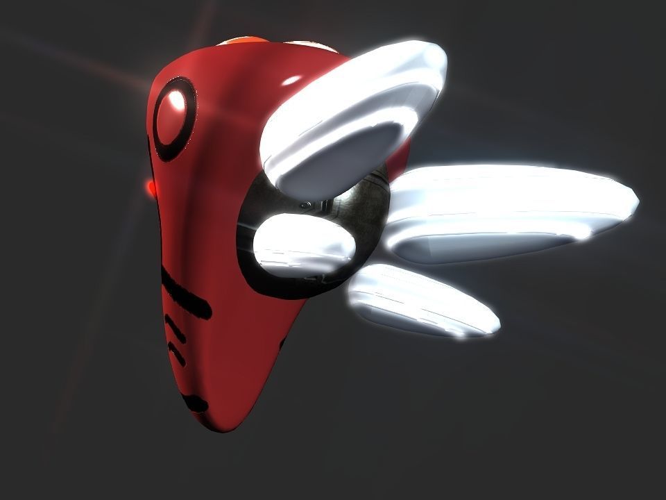 Red Return Spaceship  Low-poly 3D model_30