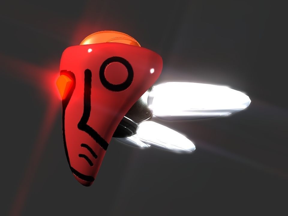 Red Return Spaceship  Low-poly 3D model_36