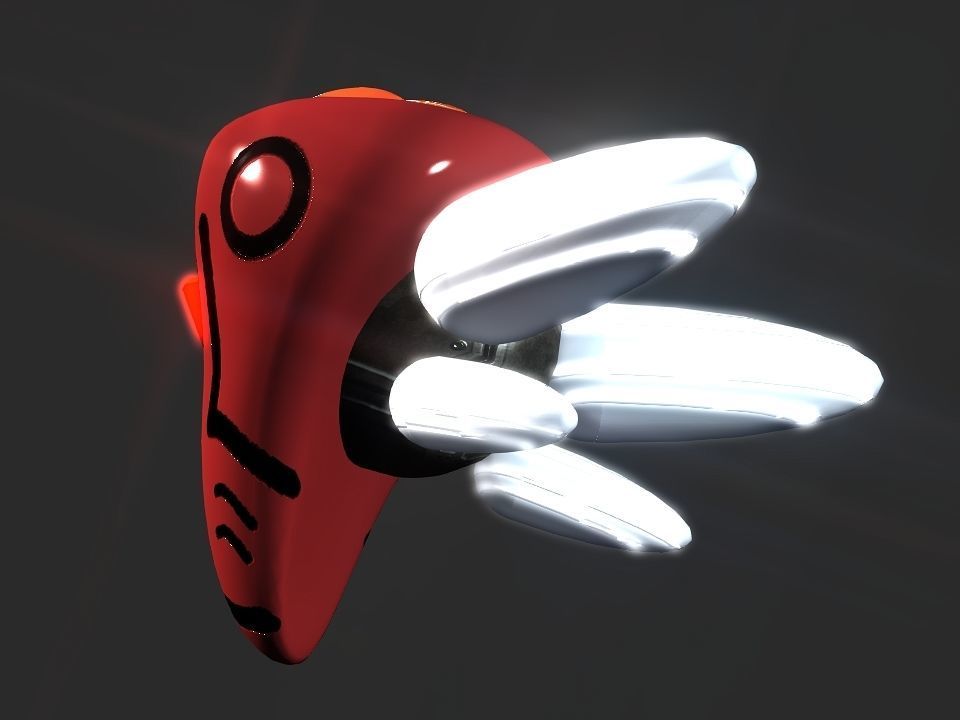 Red Return Spaceship  Low-poly 3D model_29