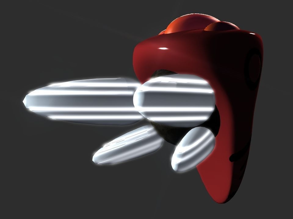 Red Return Spaceship  Low-poly 3D model_6