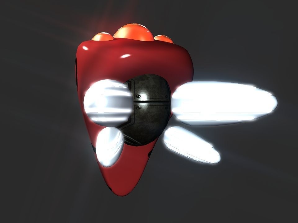 Red Return Spaceship  Low-poly 3D model_2