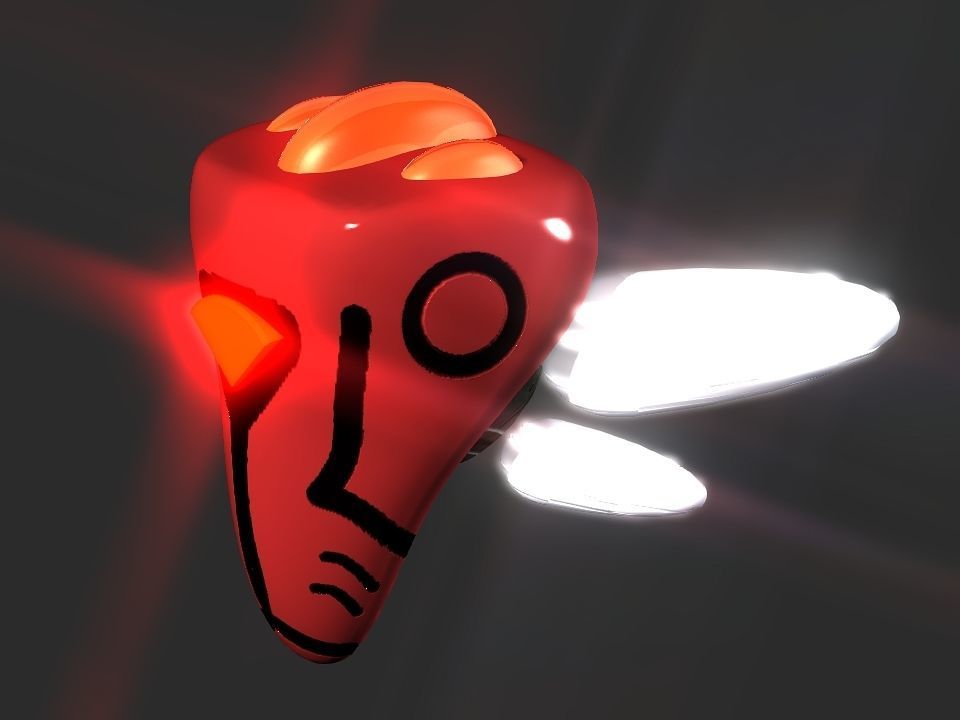 Red Return Spaceship  Low-poly 3D model_16