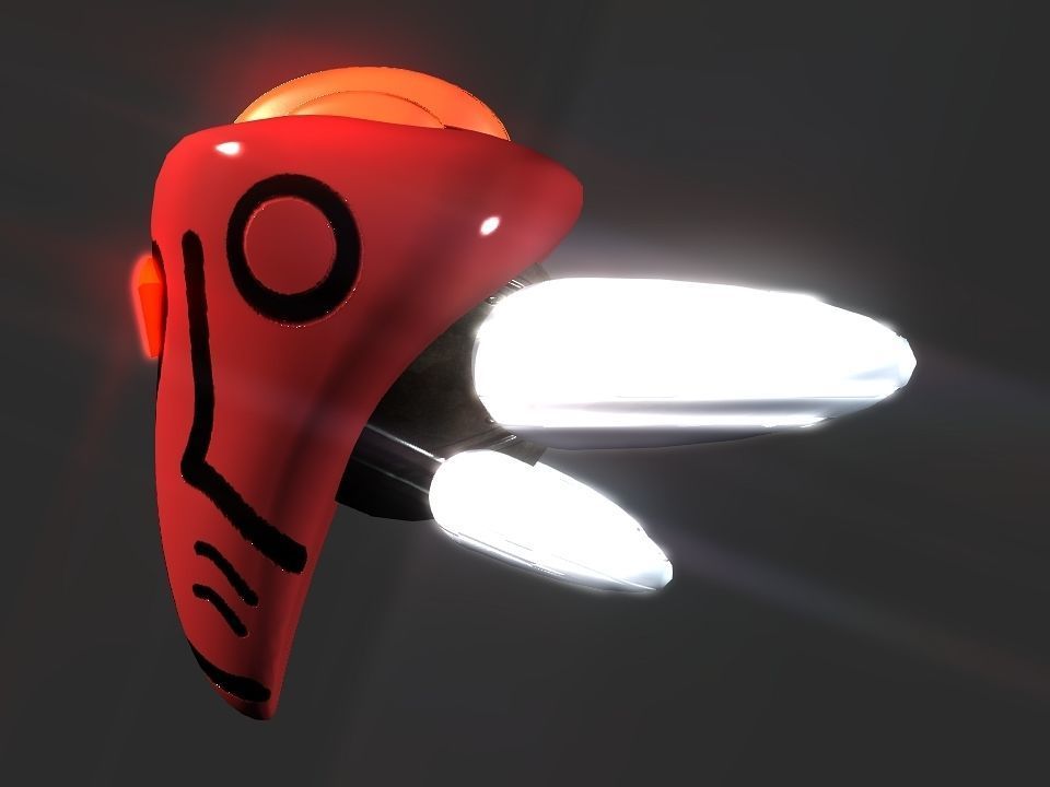 Red Return Spaceship  Low-poly 3D model_37