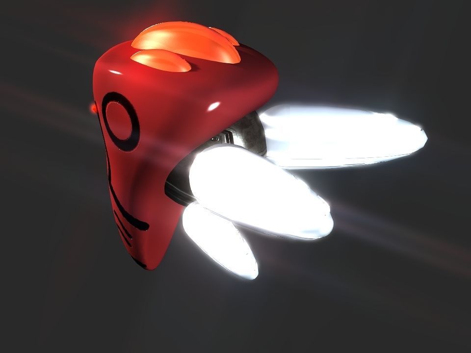 Red Return Spaceship  Low-poly 3D model_18