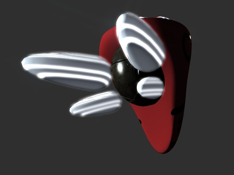 Red Return Spaceship  Low-poly 3D model_31