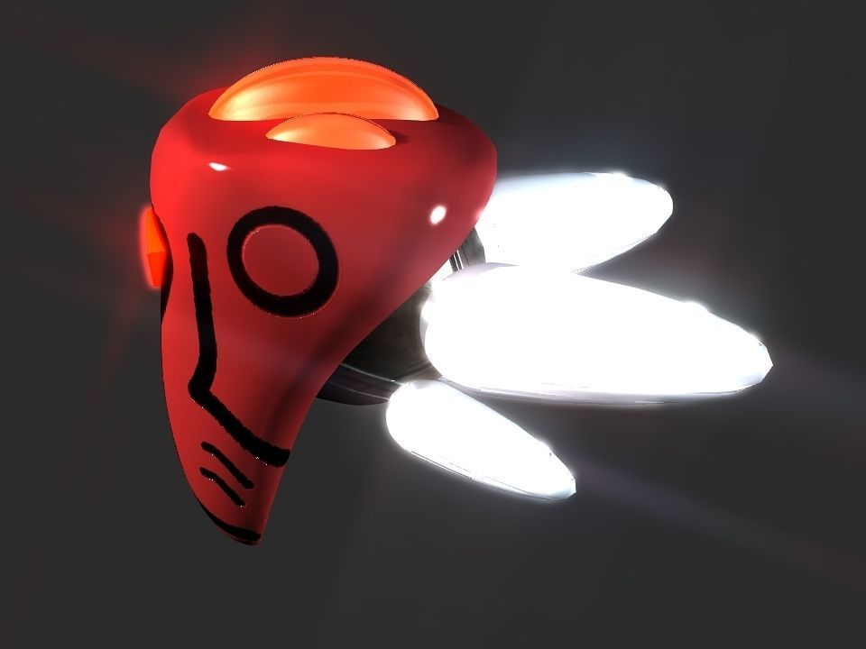 Red Return Spaceship  Low-poly 3D model_17