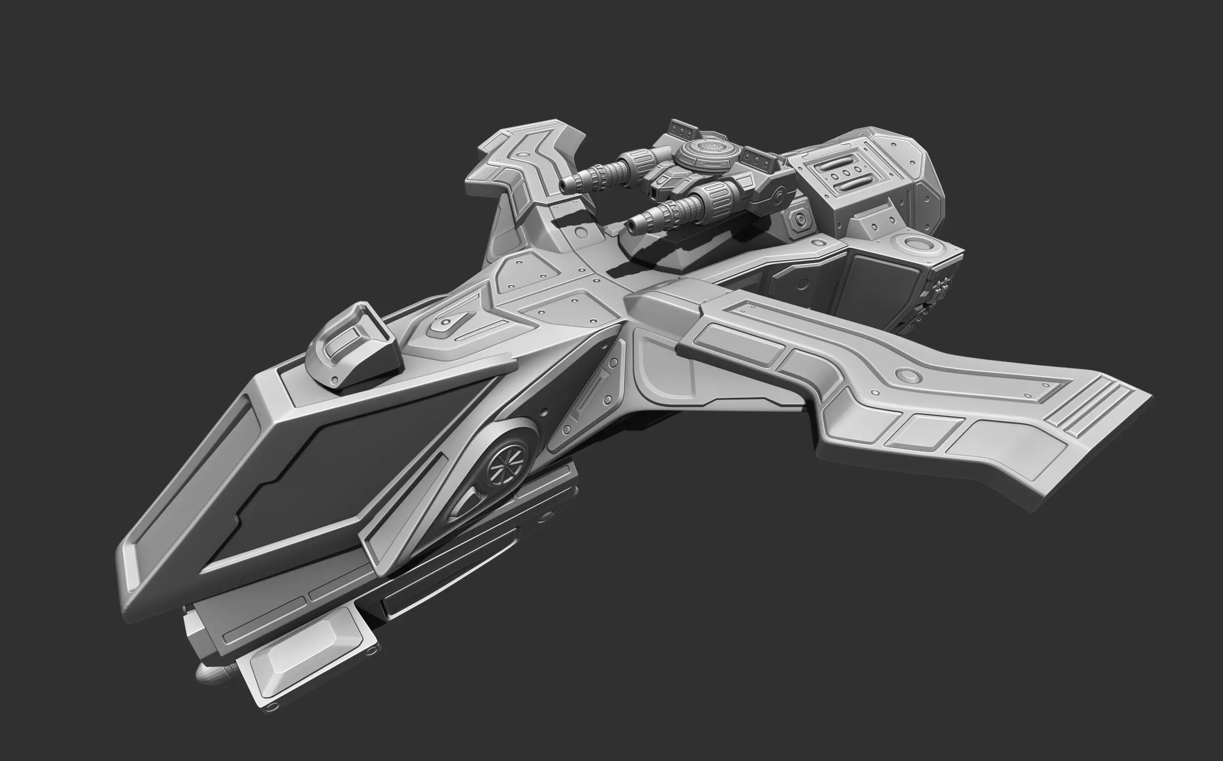 Spaceship-Gladiator spacecraft with gun 3D print model