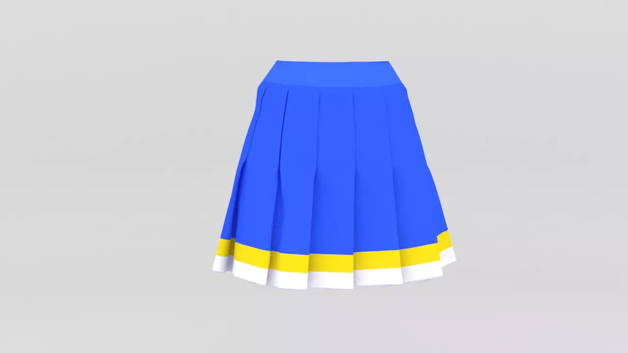 Stylish Designer Women Knife Pleats Skirt 3D model 3D model_0
