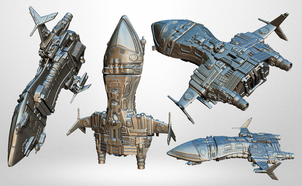 Spaceship flying in space 3D print model_2