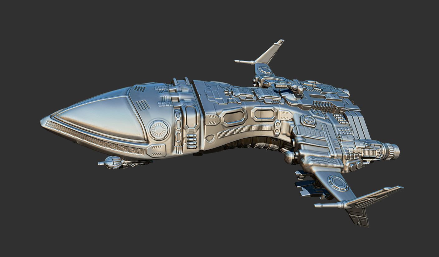 Spaceship flying in space 3D print model_3