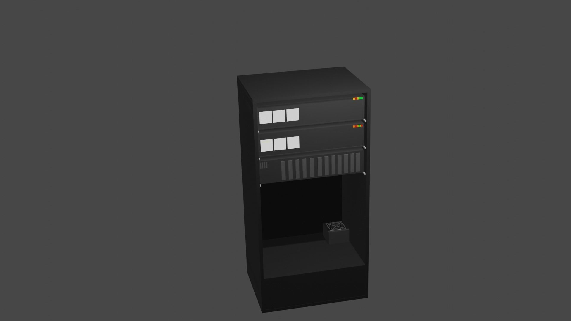 Server Rack and Servers model Low-poly 3D model_1