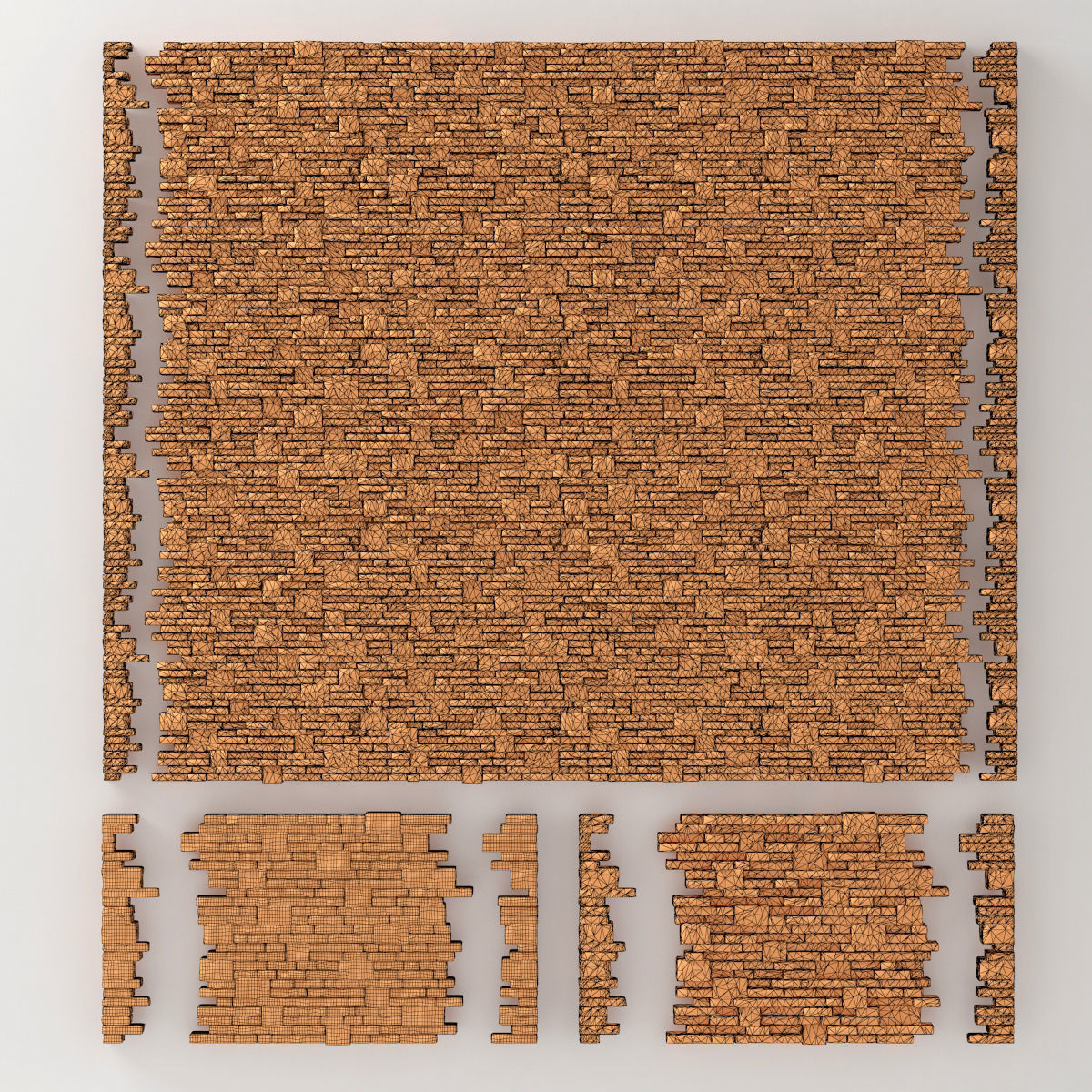 Brick stone wall block many n1  3D model_16