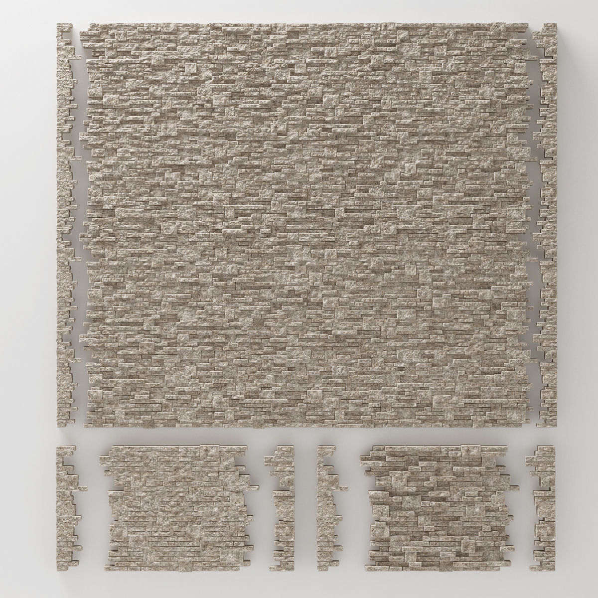 Brick stone wall block many n1  3D model_2