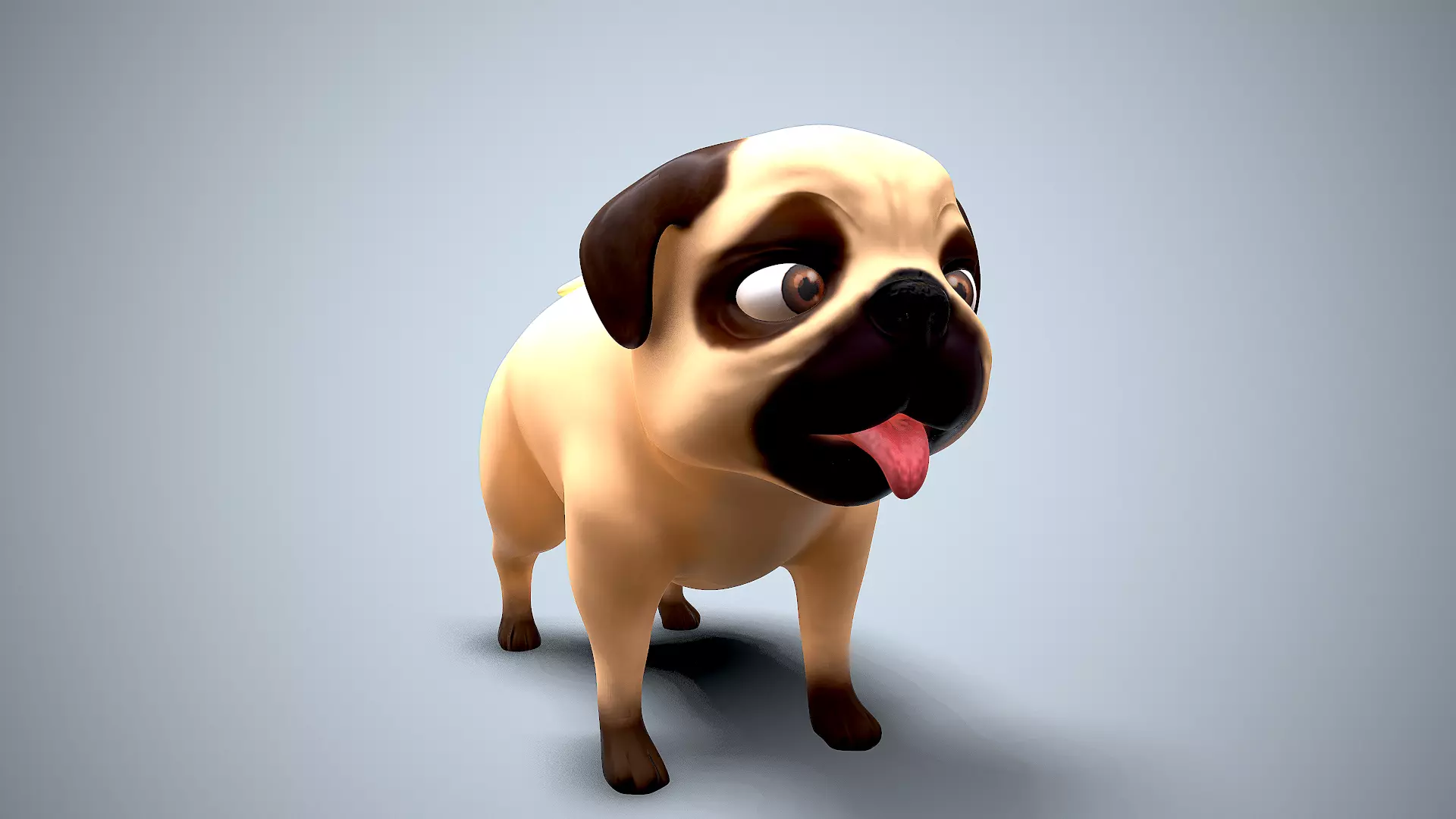 cartoon pug Low-poly 3D model_0