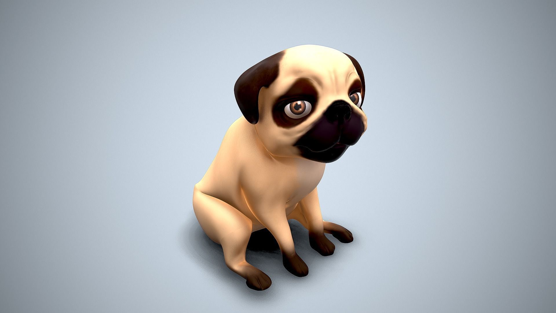 cartoon pug Low-poly 3D model_8