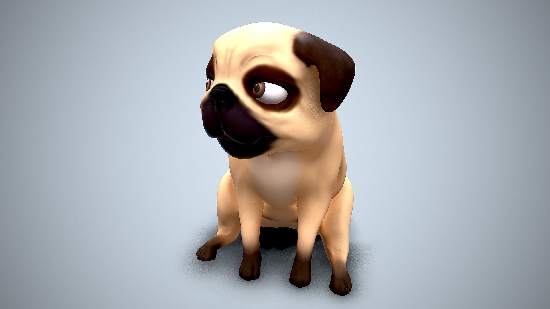 cartoon pug Low-poly 3D model_2