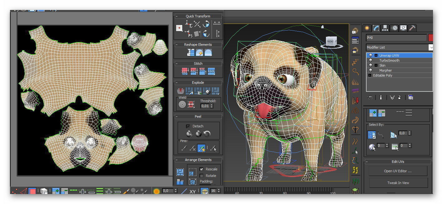 cartoon pug Low-poly 3D model_14