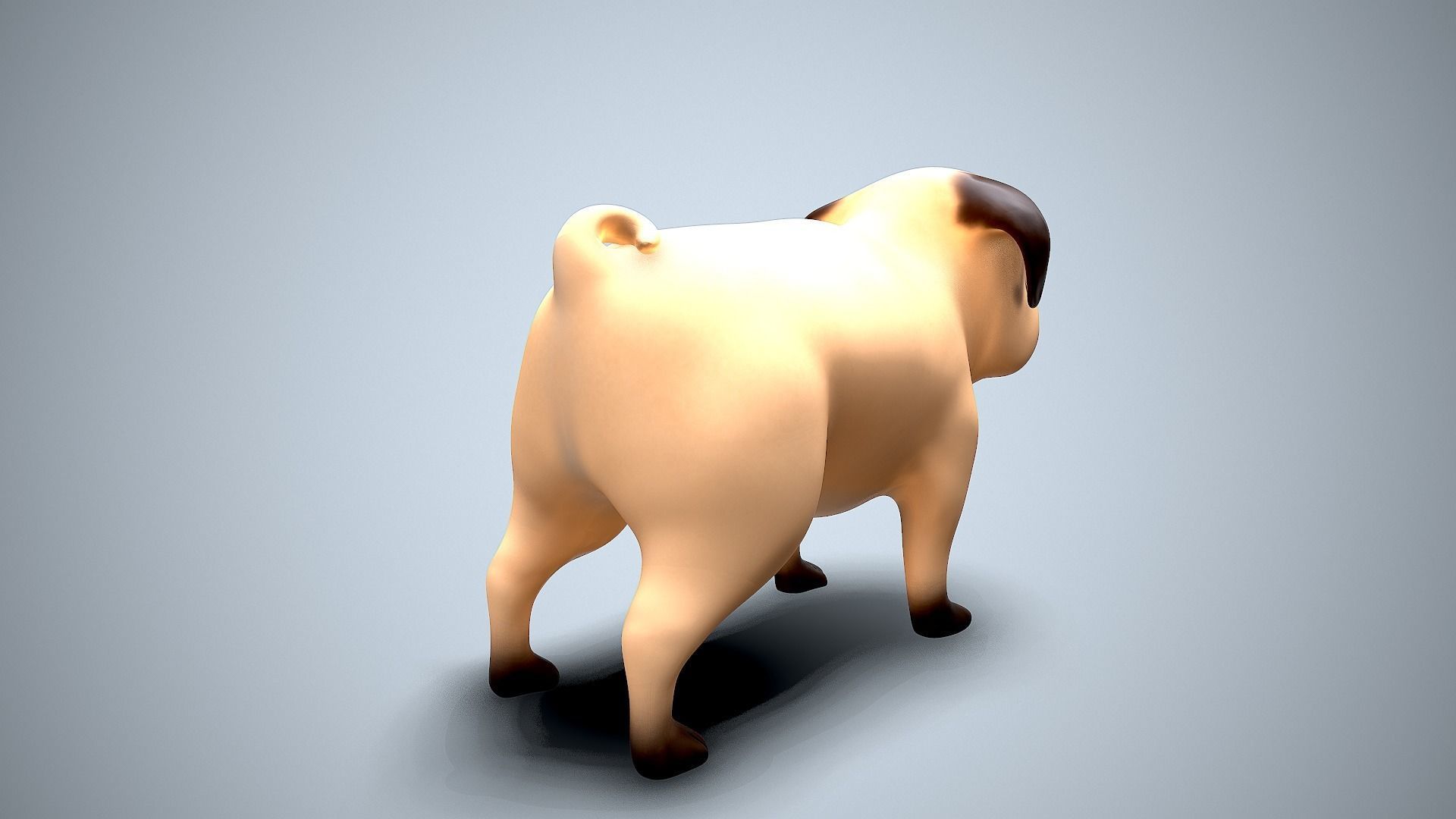 cartoon pug Low-poly 3D model_5