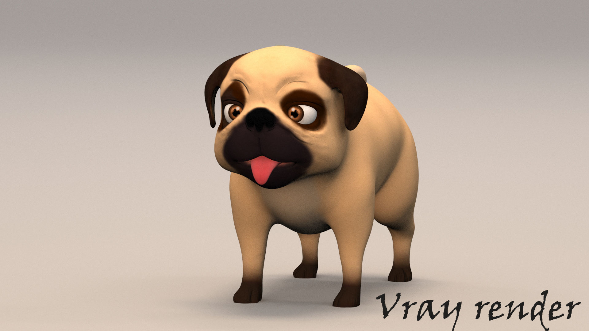 cartoon pug Low-poly 3D model_10