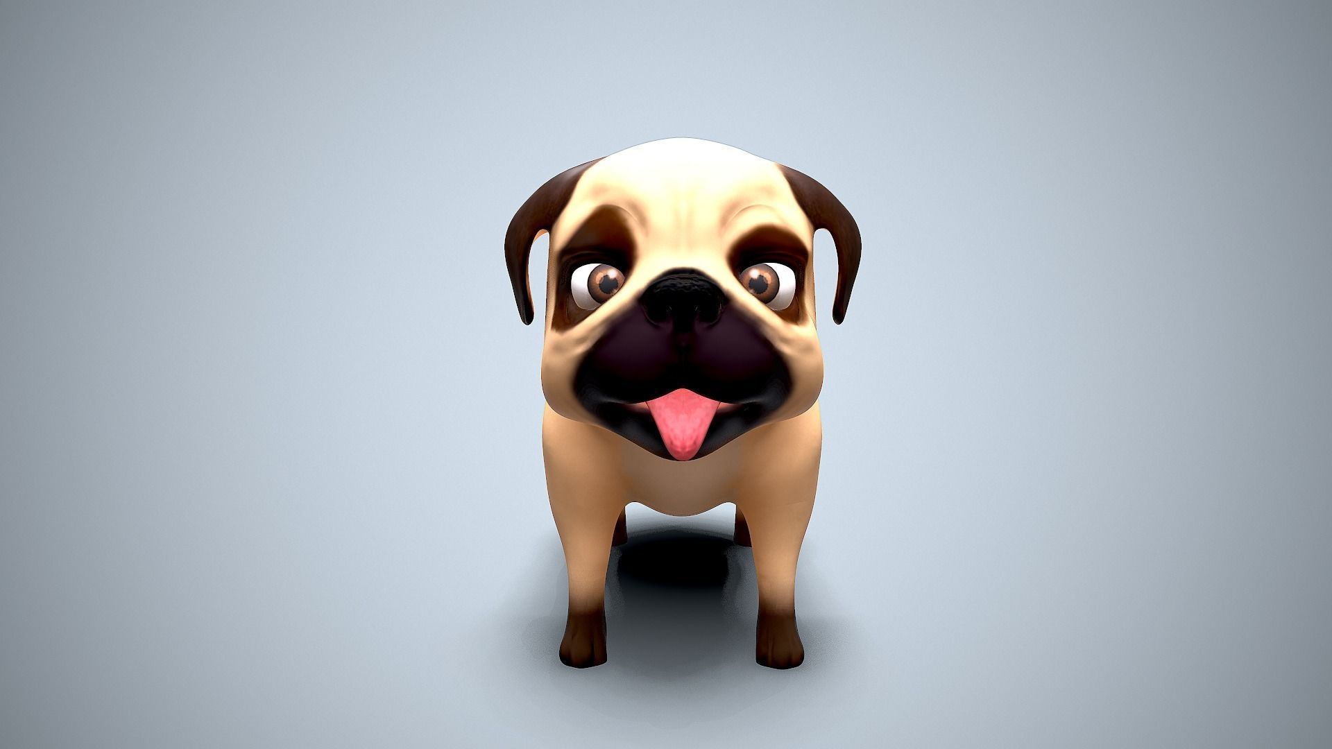 cartoon pug Low-poly 3D model_6