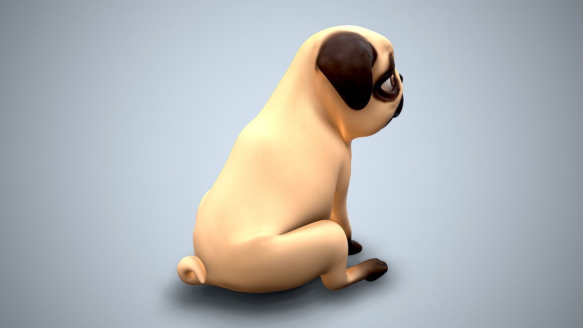 cartoon pug Low-poly 3D model_9