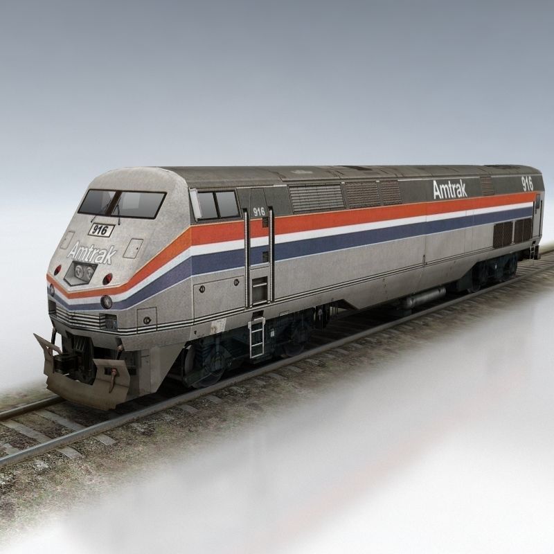 Amtrak set of rolling stock Low-poly 3D model_2
