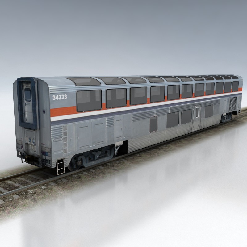 Amtrak set of rolling stock Low-poly 3D model_6
