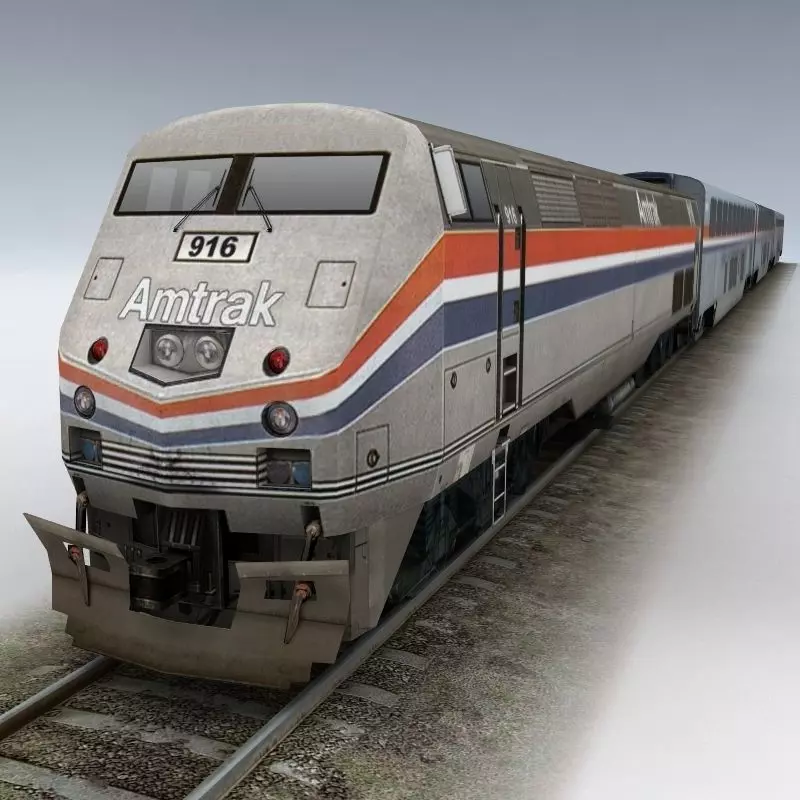 Amtrak set of rolling stock Low-poly 3D model_0