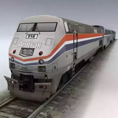 Amtrak set of rolling stock Low-poly 3D model